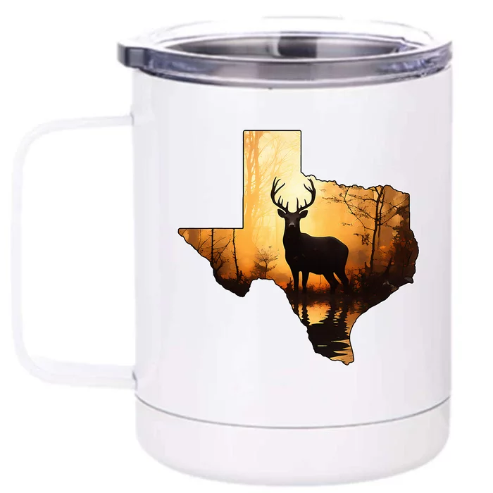 Texas Deer Hunter Forest Silhouette Texan Wildlife Lover Front & Back 12oz Stainless Steel Tumbler Cup