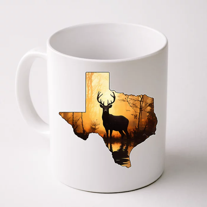 Texas Deer Hunter Forest Silhouette Texan Wildlife Lover Front & Back Coffee Mug