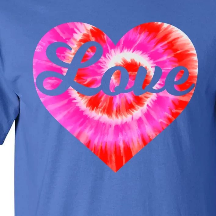 Tie Dye Heart Valentine's Day Love Script Gift Tall T-Shirt