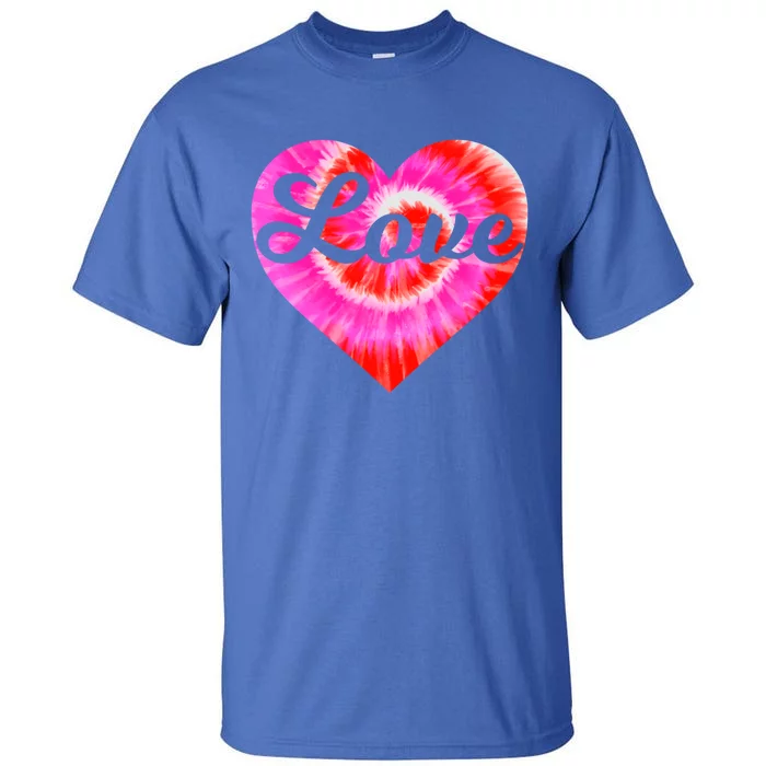 Tie Dye Heart Valentine's Day Love Script Gift Tall T-Shirt