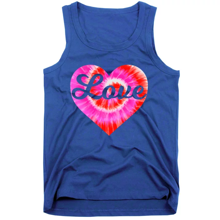 Tie Dye Heart Valentine's Day Love Script Gift Tank Top