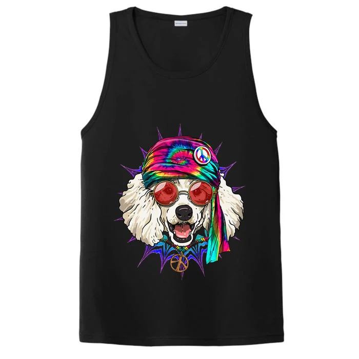 Tie Dye Hippie Poodle Hippiness Peace Love Dog Performance Tank