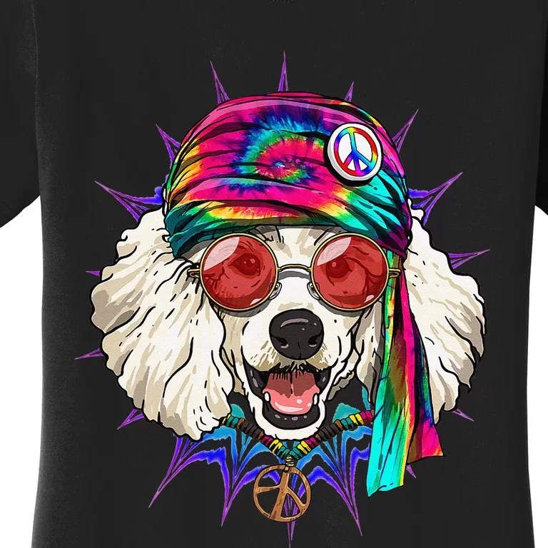 Tie Dye Hippie Poodle Hippiness Peace Love Dog Women's T-Shirt