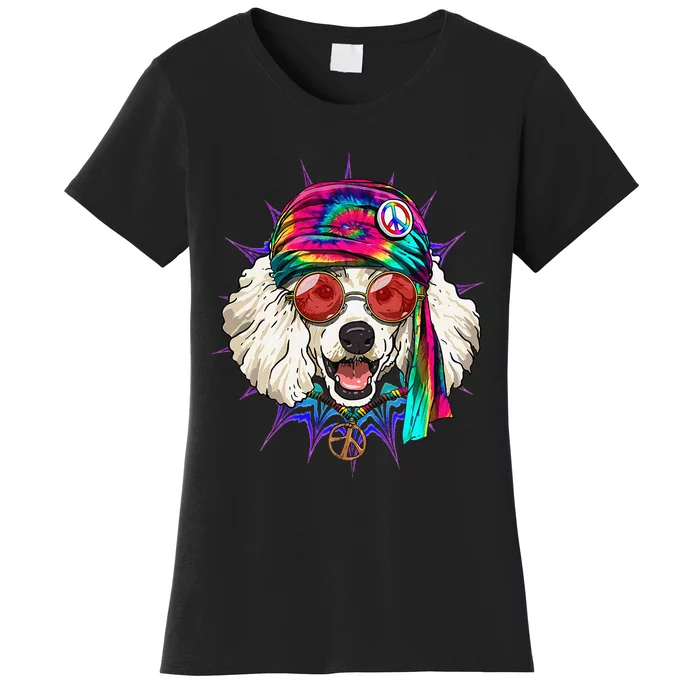 Tie Dye Hippie Poodle Hippiness Peace Love Dog Women's T-Shirt