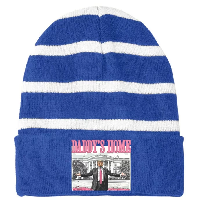 Trump Daddys Home White House 2024 Meaningful Gift Striped Beanie with Solid Band