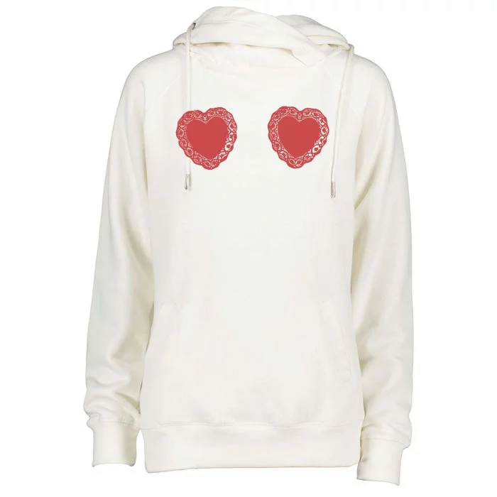 The Doily Hearts Womens Funnel Neck Pullover Hood