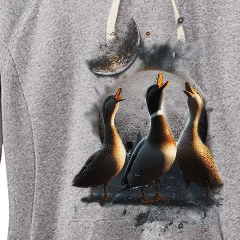 Three Ducks Howling At The Moon Funny Pet Parody Duck Women's Fleece Hoodie