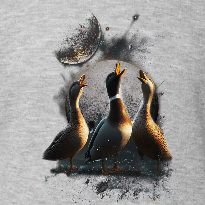 Three Ducks Howling At The Moon Funny Pet Parody Duck Toddler Sweatshirt