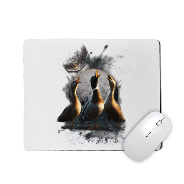 Three Ducks Howling At The Moon Funny Pet Parody Duck Mousepad