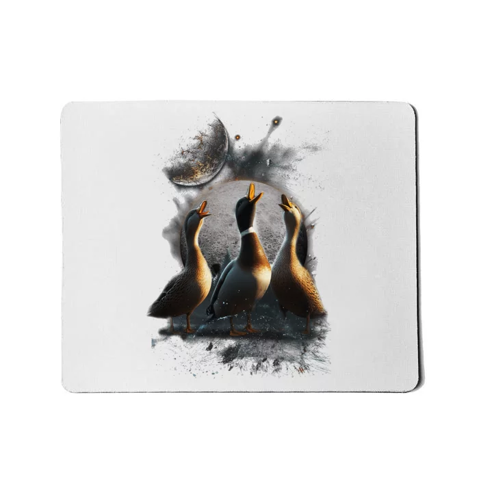 Three Ducks Howling At The Moon Funny Pet Parody Duck Mousepad