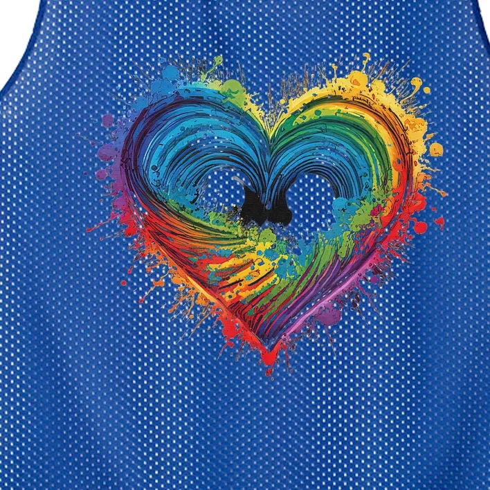 Tie Dye Heart Valentines Day Mesh Reversible Basketball Jersey Tank