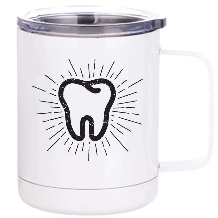 Tooth Dentist Hygienist Dental Oral Hygiene Gift Front & Back 12oz Stainless Steel Tumbler Cup