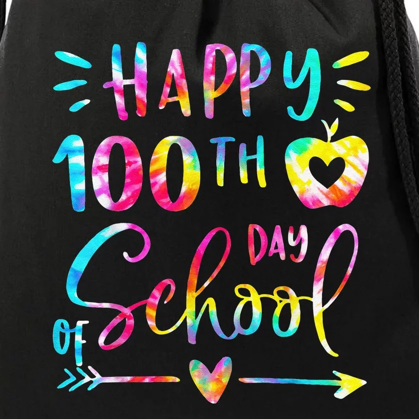 Tie Dye Happy 100th Day Of School Teacher Student 100 Days Drawstring Bag