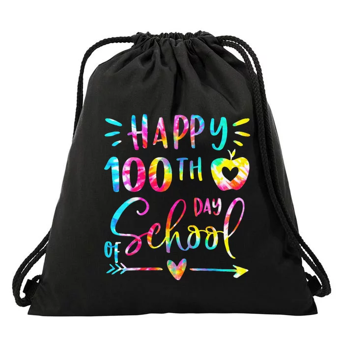 Tie Dye Happy 100th Day Of School Teacher Student 100 Days Drawstring Bag