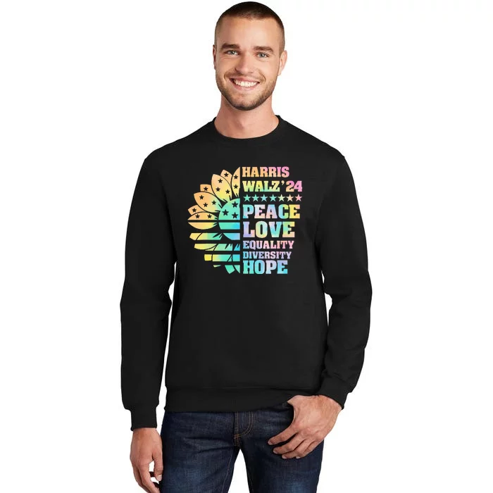 Tie Dye Harris Walz 2024 Funny Kamala Harris 24 Tall Sweatshirt