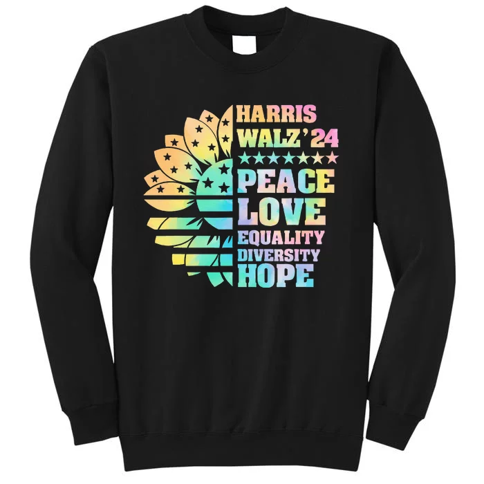 Tie Dye Harris Walz 2024 Funny Kamala Harris 24 Tall Sweatshirt