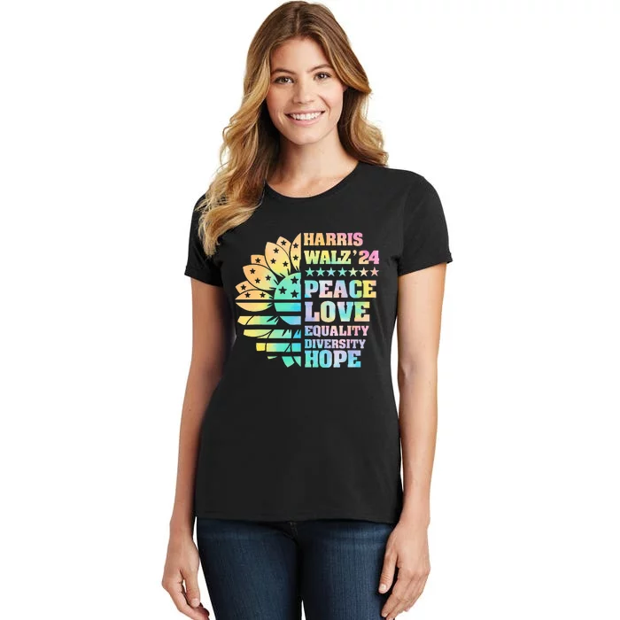 Tie Dye Harris Walz 2024 Funny Kamala Harris 24 Women's T-Shirt