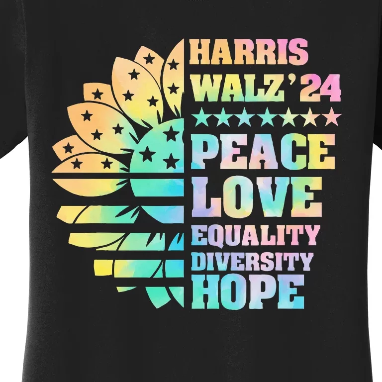 Tie Dye Harris Walz 2024 Funny Kamala Harris 24 Women's T-Shirt