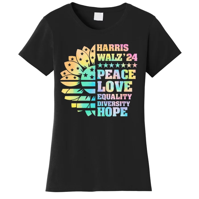 Tie Dye Harris Walz 2024 Funny Kamala Harris 24 Women's T-Shirt