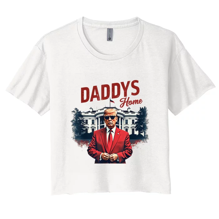 Trump DaddyS Home White House 2024 Funny Election Women's Crop Top Tee