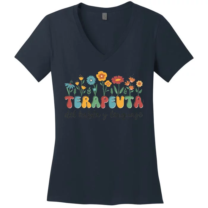 Terapeuta Del Habla Y Lenguaje Speech & Language Pathologist Women's V-Neck T-Shirt