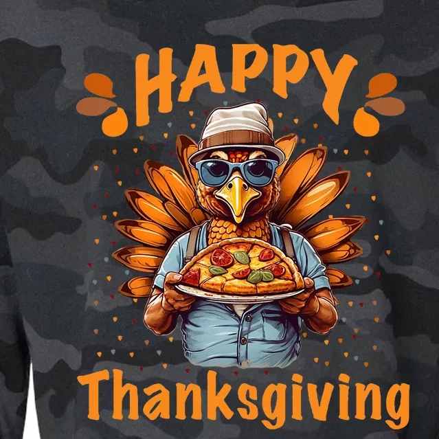 turkey day Happy thanksgiving family dinner Cropped Pullover Crew