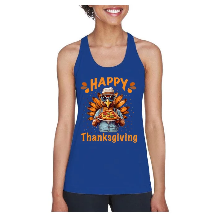 turkey day Happy thanksgiving family dinner Women's Racerback Tank