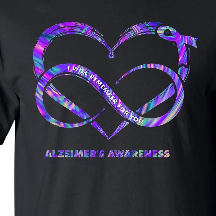 Tie Dye Heart Ill Remeber For You Alzheimers Awareness Tall T-Shirt