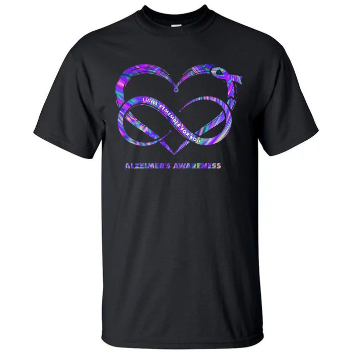 Tie Dye Heart Ill Remeber For You Alzheimers Awareness Tall T-Shirt