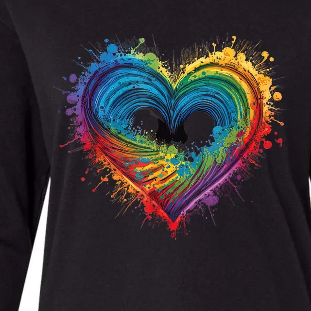 Tie Dye Heart Valentines Day Graphic Womens Cotton Relaxed Long Sleeve T-Shirt