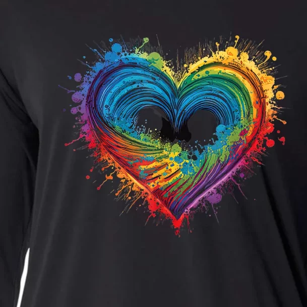 Tie Dye Heart Valentines Day Graphic Cooling Performance Long Sleeve Crew