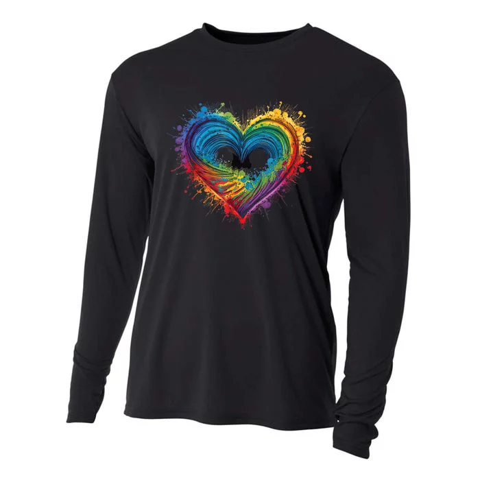 Tie Dye Heart Valentines Day Graphic Cooling Performance Long Sleeve Crew