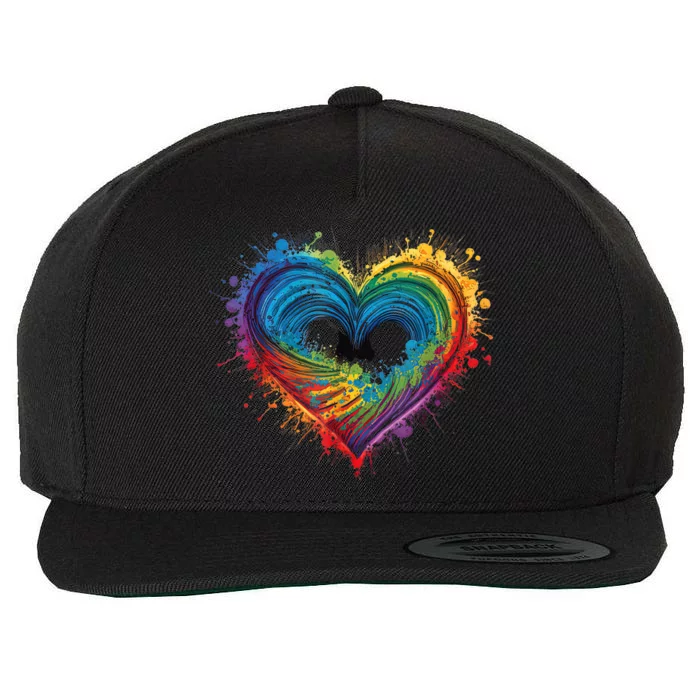 Tie Dye Heart Valentines Day Graphic Wool Snapback Cap