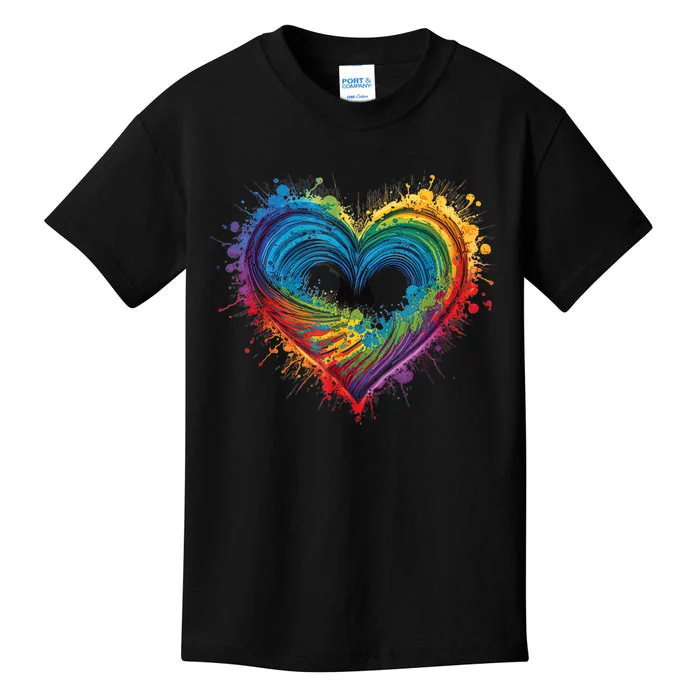 Tie Dye Heart Valentines Day Graphic Kids T-Shirt