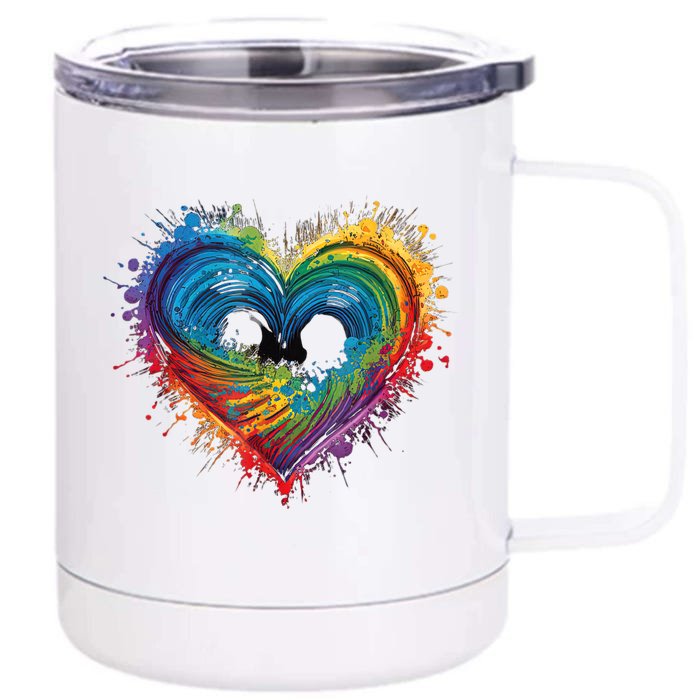 Tie Dye Heart Valentines Day Graphic Front & Back 12oz Stainless Steel Tumbler Cup