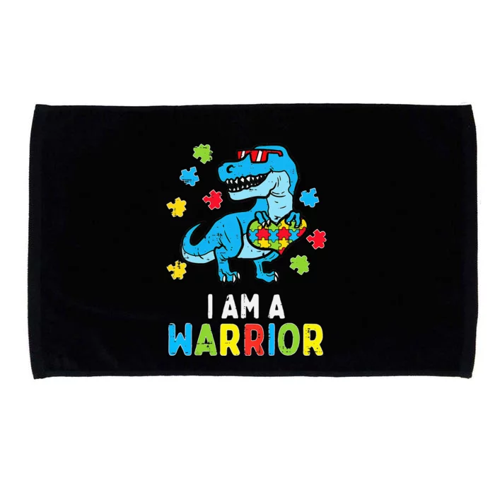 Trex Dino I Am A Warrior Autism Awareness Microfiber Hand Towel