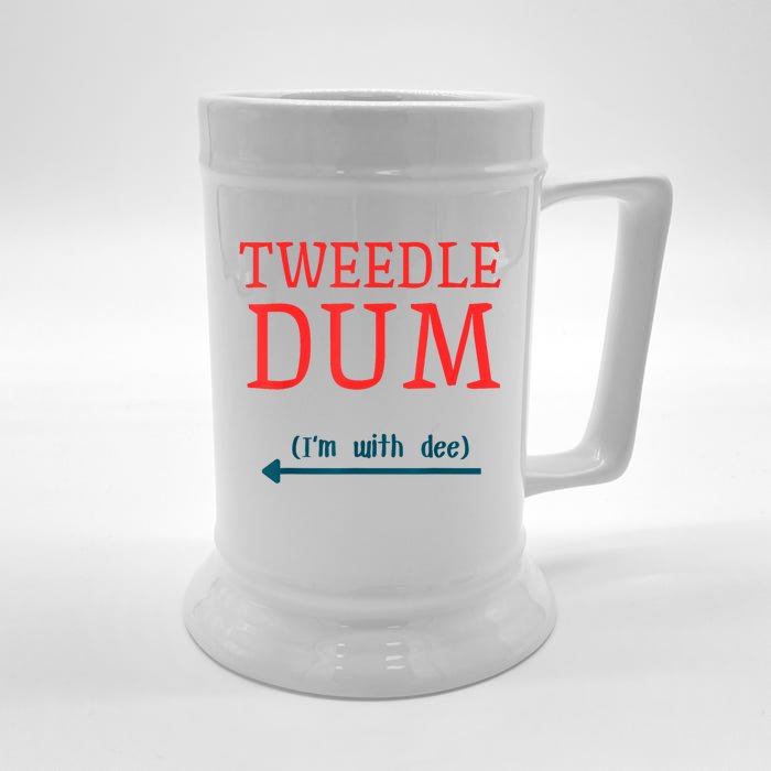 Tweedle Dum IM With Dee Couple & Friends Funny Lazy Costume Front & Back Beer Stein