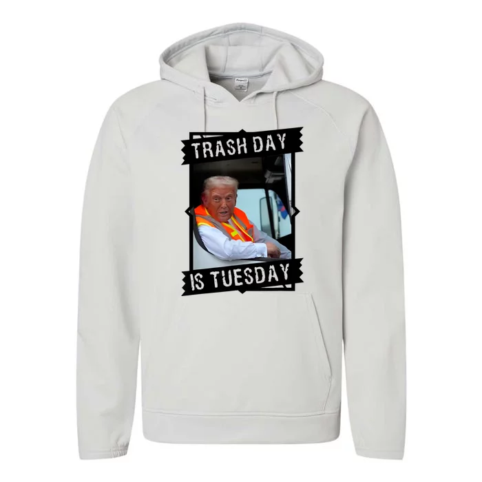 Trash Day Is Tuesday Performance Fleece Hoodie