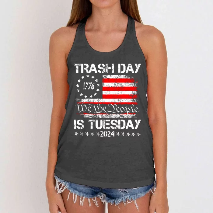 Trash Day Is Tuesday Women's Knotted Racerback Tank