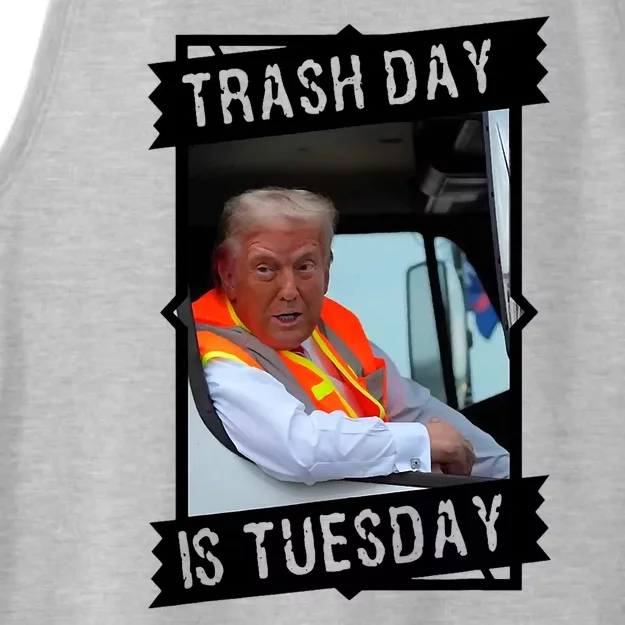 Trash Day Is Tuesday Trump Garbage Truck Love America Ladies Tri-Blend Wicking Tank