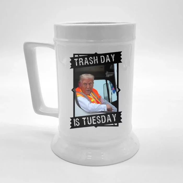 Trash Day Is Tuesday Trump Garbage Truck Love America Front & Back Beer Stein