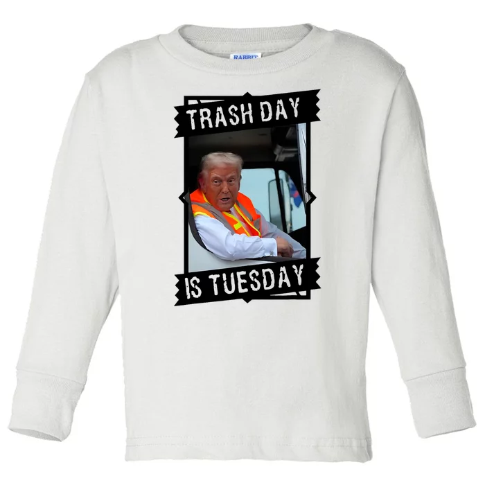 Trash Day Is Tuesday Trump Garbage Truck Love America Toddler Long Sleeve Shirt