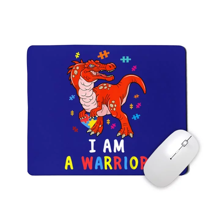 Trex Dino I Am A Warrior Toddler boy Autism Awareness kid Mousepad