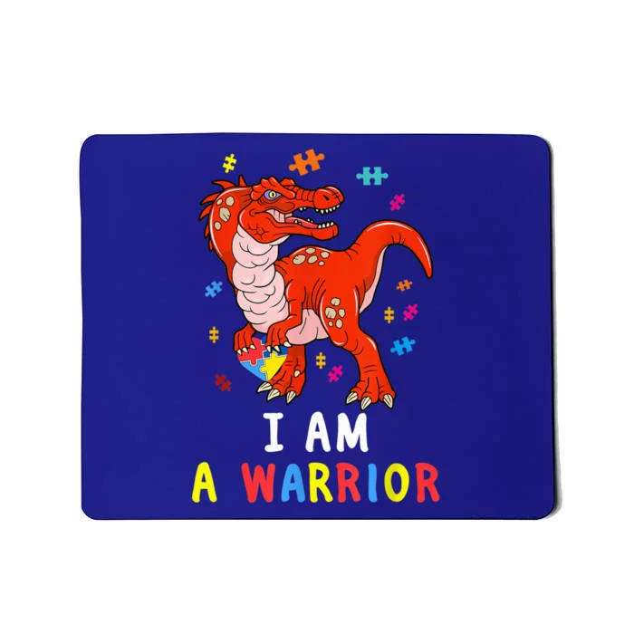 Trex Dino I Am A Warrior Toddler boy Autism Awareness kid Mousepad