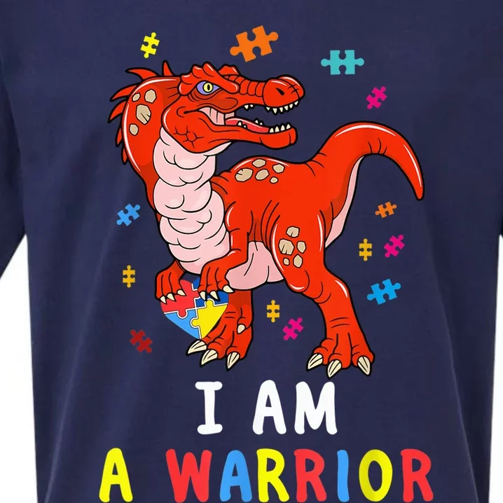 Trex Dino I Am A Warrior Toddler boy Autism Awareness kid Sueded Cloud Jersey T-Shirt