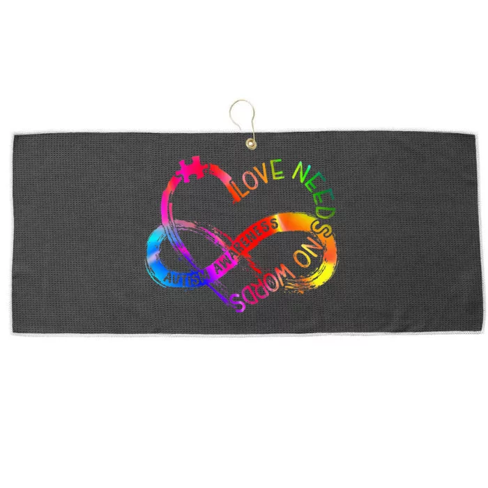 Tie Dye Infinity Heart Love Autism Awareness Needs No Words Large Microfiber Waffle Golf Towel