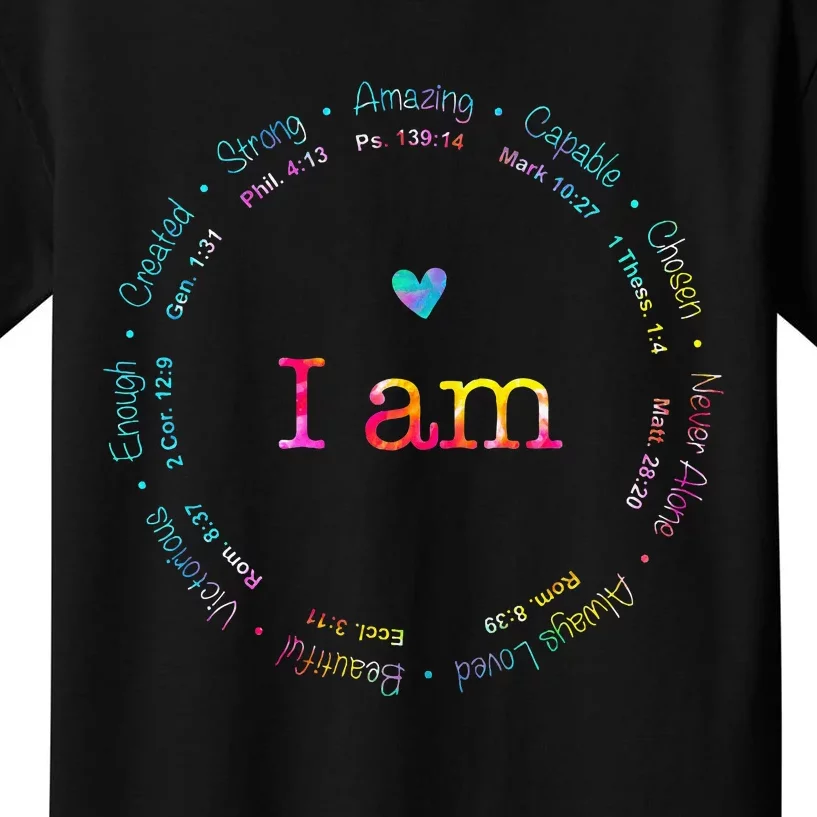 Tie Dye I Am Inspiration Bible Verse Christian Religious Kids T-Shirt