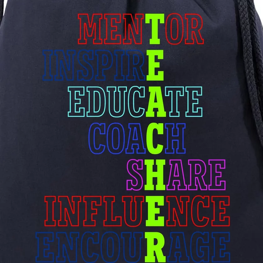 Teacher Definition Inspirational Drawstring Bag