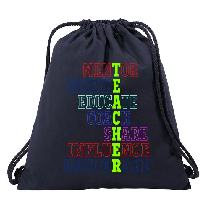 Teacher Definition Inspirational Drawstring Bag