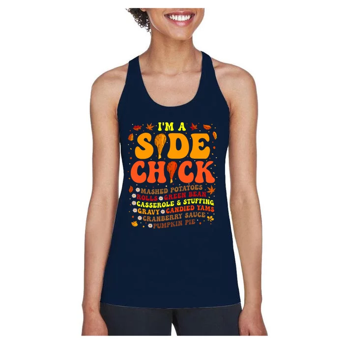 Thanksgiving Day IM A Side Chick Funny Turkey Leg Autumn Women's Racerback Tank